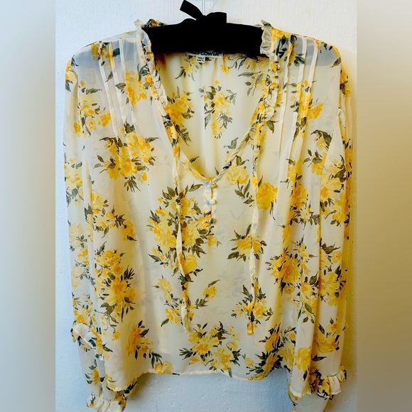Wallflower Tops - Wallflower Women's Elodie Long Sleeve V-Neck Chiffon Top size XL